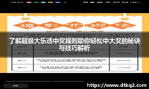 了解超级大乐透中奖规则助你轻松中大奖的秘诀与技巧解析